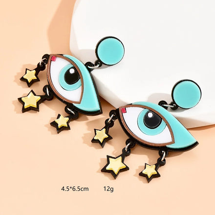 Wholesale Devil Eyes Star Pendant Earrings Lady Exaggerated Eyes Cute Girl Earrings