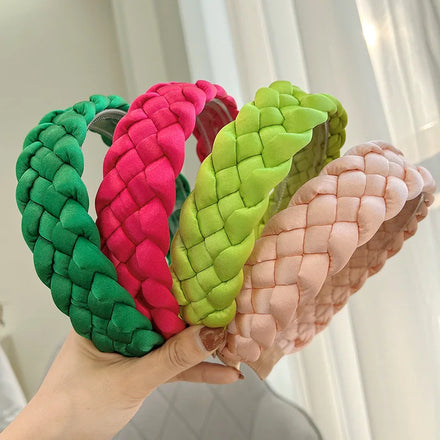 Headbands Women Hair Head Braided Head Band Twist Hairbands for Girls Black Pink Gray White
