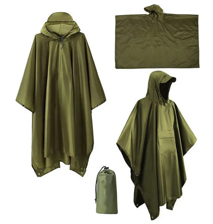 Multi Function Waterproof Lightweight Unisex Raincoat for Hiking Camping Emergency Hooded Rain Poncho Adult Pocket 250D-500D PVC