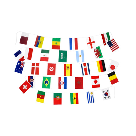 Ready to Ship 100% Polyester 20x30cm 32 Countries String Bunting Flag