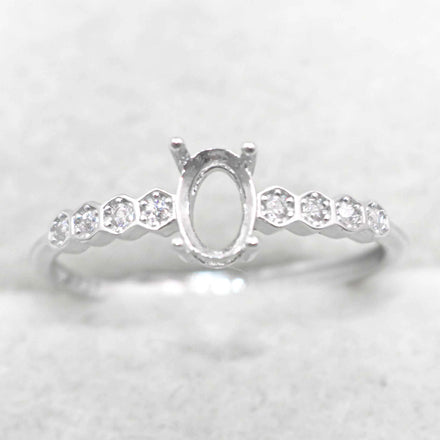 Semi Mount 4*6mm Sterling Silver Ring Frame Empty Blank Support Claw Setting S925 Base Holder Without Center Stone for DIY Inlay