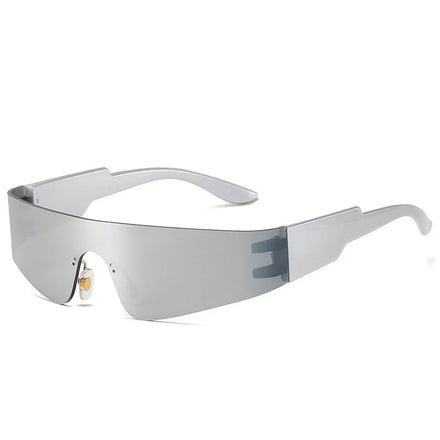 2022NEW Futuristic Visor Punk Sunglasses Rimless One Piece Goggles Miorred Shades Women Men