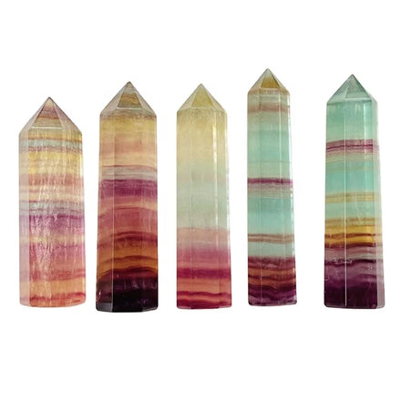 Wholesale Crystals Healing Stones Natural rainbow Candy Fluorite Point Wand Tower