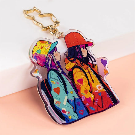 Custom Cartoon Anime Transparent Holographic Star/Holographic Broken Glass Acrylic Keychain Custom Printing Rainbow Acrylic Char