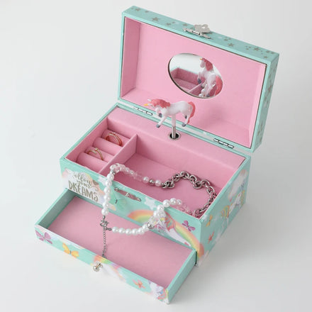 Unicorn Shaped Handmade Musical Jewelry Box Ballerina Feature Hand Cranked Gift for Kids Boys Girls Made Durable MDF Material