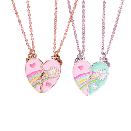 Best Friend Necklaces for 2 Cute Cartoon Rainbow Mattched Pendant BFF Necklace Multi-Colored Best Friend Magnetic Necklaces
