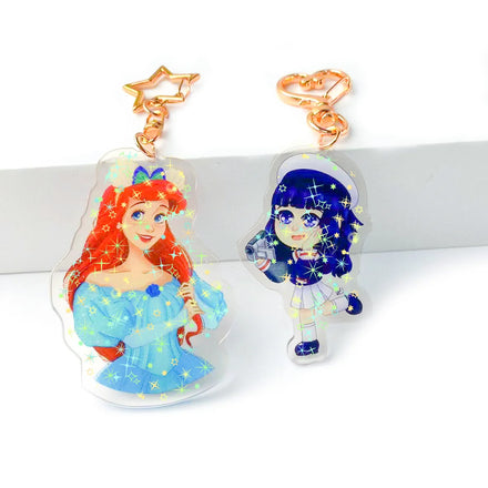 Custom Charm Acrylic Keychain Double Sided Printed Glitter Hologram Your Design