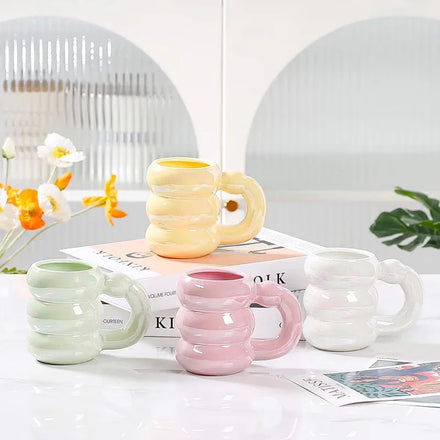 Creative Macaron Color Dazzling Ceramic Coffee Mug Ins Korea Pearlized Tire Water Cup