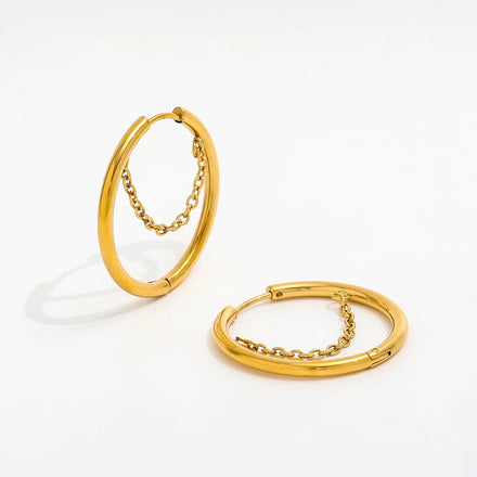 Fenny Waterproof Versatile Simple Chain Layered Huggie Earring Trend for Women Wholesale Stainless Steel Ladies Jewelry