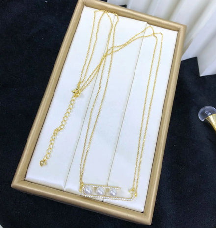 N448 5-6mm DIY Natural Freshwater Pearl Charm Pendant Necklace Chain Accessory 925 Sterling Silver Jewelry for Women