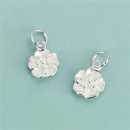 Dainty 925 Sterling Silver 8.8mm Beautiful Flower Pendant Charm for Jewelry Making