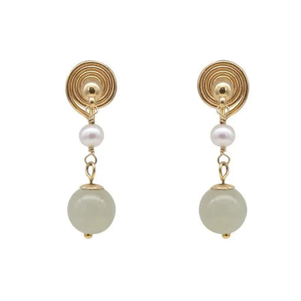 Boucles D'oreille Hanfu Gentle Pearl Ear Nail Clip on Earrings Non Pierced Women Ear Clip Female Chinese Style Jade Earrings