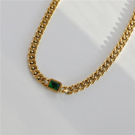 Fenny 18K Gold Plated Classic Cuban Luxury Crystal Pendant Necklace Trend for Women Stainless Steel Jewelry Wholesale