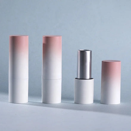 LZ Pack Stock 100pcs 12.1mm Gradient Pink White Magnetic Lipstick Tube Custom Logo Empty Luxury Lipstick Tube