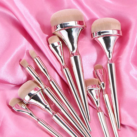 Professional Luxury Gold 9pcs Makeup Brush Set Kabuki Foundation Blending Face Powder Blush Eye Shadows Make up Brushes Kit