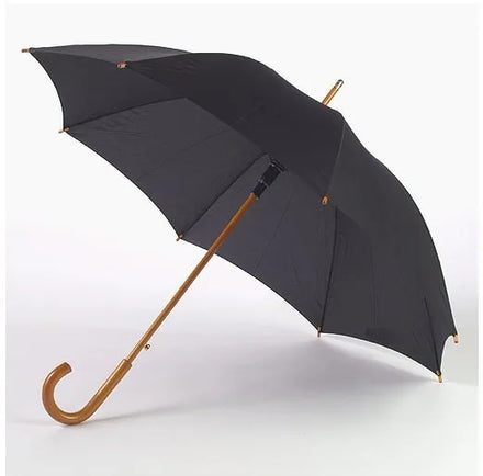 Umbrella Factory Wholesale J Wooden Handle Straight Sticks Wood Umbrella CustomSemi-Automatic Umbrella