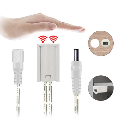 5A 12-24V Mini Smart IR Hand Sweep Sensor White Switch DC Ports Cabinet/Wardrobe LED Lighting Control Waving Door Control 120W