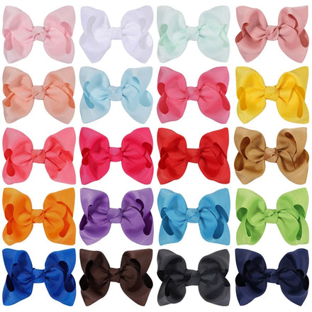 4.13 Inch Kids Hair Accessories Solid Grosgrain Hairpins with Big Colorful Bow and Clip Sweet Boutique Style Hairclips