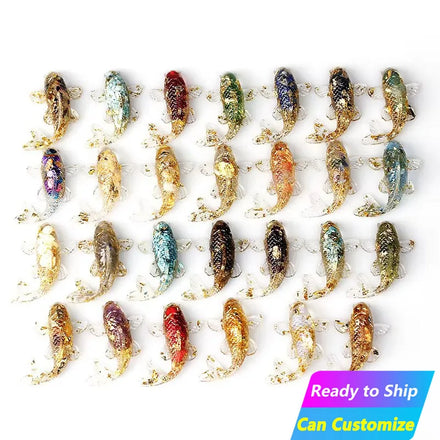 Wholesale Natural Crystal Glass Crafts Healing Quartz Resin Carving Decorations Souvenirs Mini Koi Fish Statues