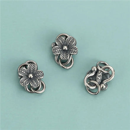 High Quality Antique Silver Flower S Shape Clasp 925 Sterling Silver Flower Connecting Clasp for Bracelet Jewelry Making