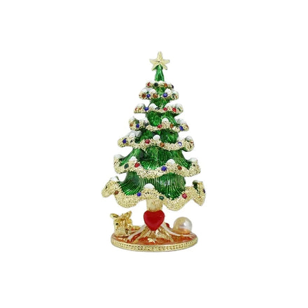 SHINNYGIFTS Enameled Gold Metal Craft Heart-Shaped Glow-in-the-Dark Christmas Tree Decorative Box Wholesales