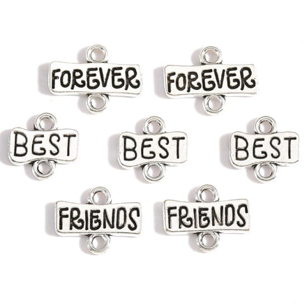 100pcs/bag Antique Silver Plated Alphabet Forever/Friends/Best Charm for Bracelet Jewelry Accessories Making S226/S227/S228