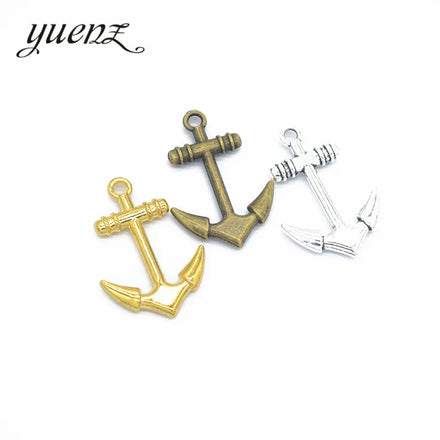 YuenZ Alloy Charms Ship's Anchor Antique Silver Plated Bronze Metal Pendants Antique Jewelry Making DIY Handmade Craft 29*20mm