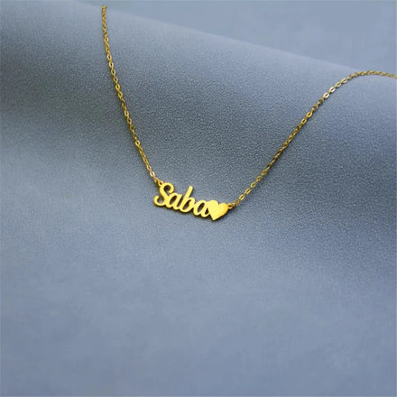 Personalised 18k Gold Filled Heart Stainless Steel Custom Name Necklace Name Plates Pendant Tarnish Free Jewelry for Women