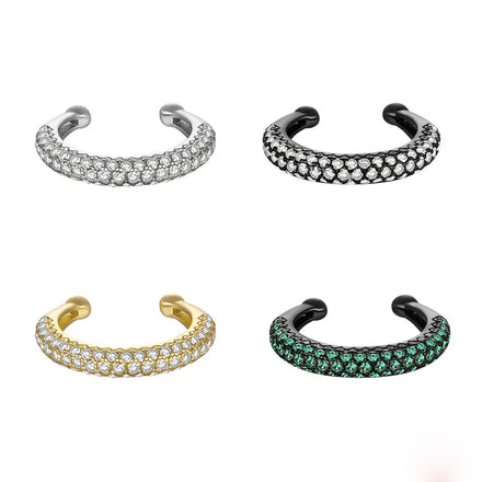 Popular 925 Sterling Silver C-Shaped Three Rows Micro Insert Zircon Colourful Clip Earring for Women