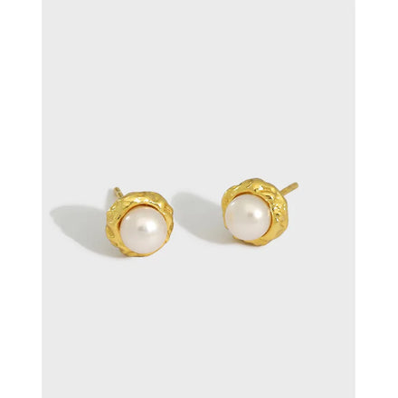 925 Sterling Silver Fashion Jewelry Stud Earrings Irregular Freshwater Pearls Earrings Minimalist 18k Gold Earrings Women