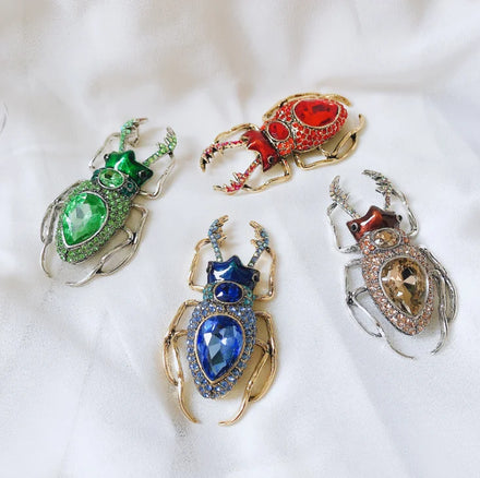New Creative Exaggerated Insect Brooch Unisex Rhinestone Beetle Brooches Pin Coat Corsage Clothing Accessories
