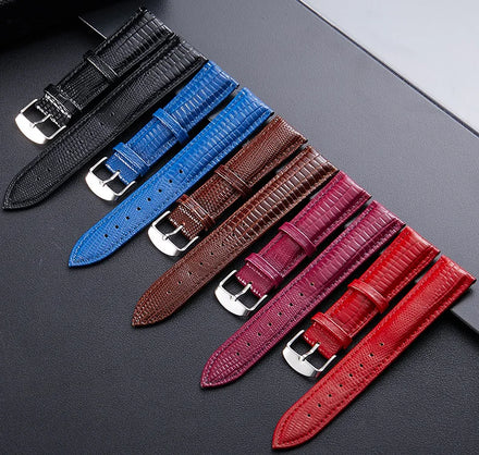 Customize Logo Lizard Grain Leather Watch Band Slim Universal Replacement Strap for Women Men 12mm 14mm 16mm 18mm 20mm 22mm 24mm