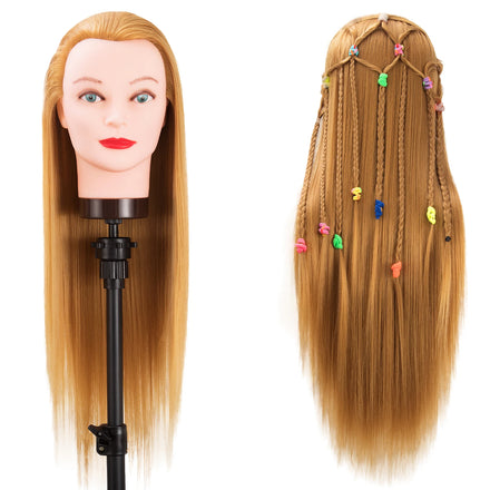 Hairdresser Makeup Practise Head Hair Dummy Training Mannequin 20inch Color Synthetic Fiber Wig Head Mold Head