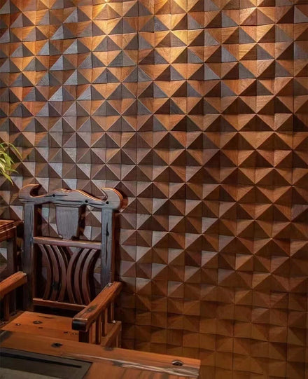 Decorated Indoor Solid Wood 3D American Walnut Wall Panel