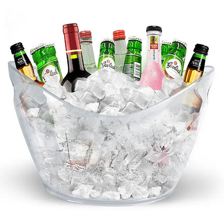Large Capacity Portable Waterproof Plastic Beer Champagne Pail Ice Cube Storage Container Bar Clear 12L Acrylic Ice Bucket