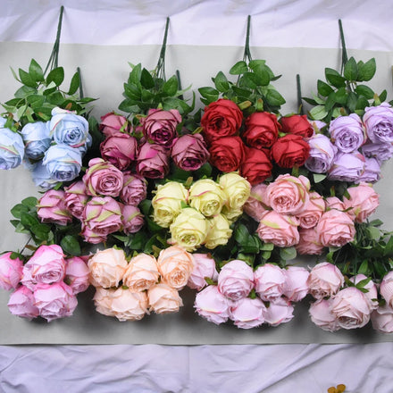 Artificial 9 Head Austin Silk Rose Wedding Bouquet Rose Simulation Flowers for Wedding Decoration