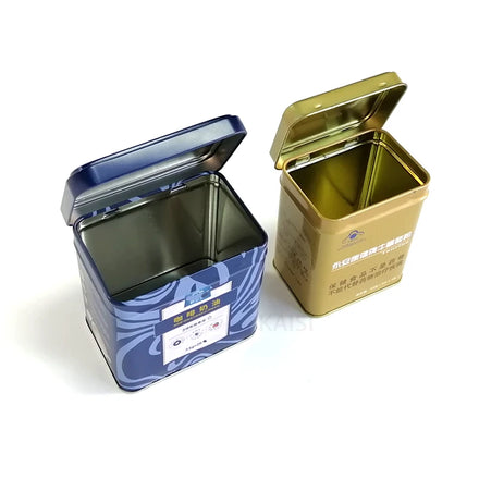 Wholesale Custom Printing Square Rectangle Metal Coffee Tea Tins with Hinge Lids