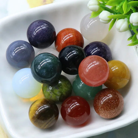 Natural 16mm Non-porous-ball Round Loose Gemstone Amethyst Agate Black Obsidian Crystal Ball Diy Non-porous Stone Beads Ball