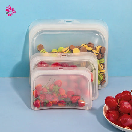 BPA Free Silicone Reusable Food Storage Snack Bag Set