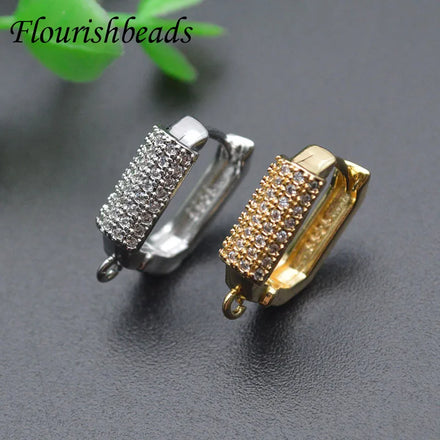 Fashion Gold Plated White CZ Paved Hook Earrings Accessories for Making Earrings