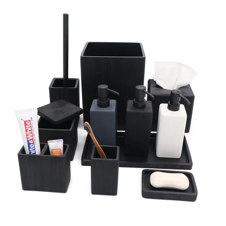 2022 New Black 11 Piece Luxury Hotel Toilet Decorations Resin Bathroom Accessories Set