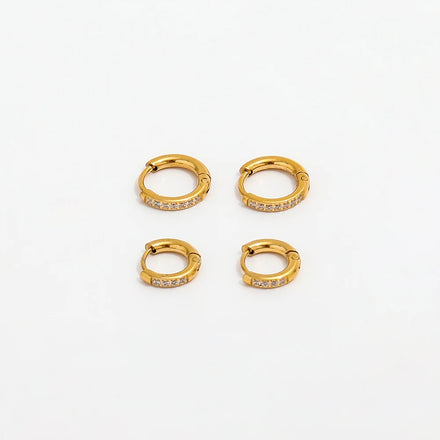 Fenny Fashion No Fade Dainty Zirconia Pave Huggie Earring Designer for Women Wholesale Stainless Steel Ladies Jewelry