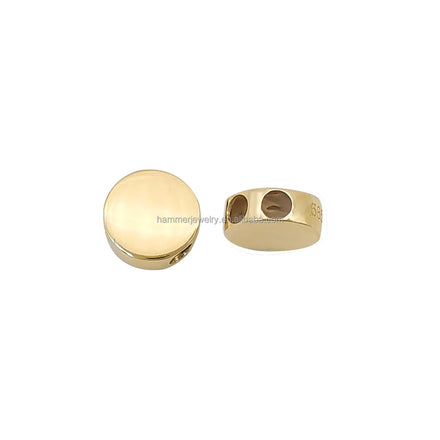 Wholesale 14k Real Gold Adjustment Beads Silicone Flat Shape Jewelry Findings for DIY Necklace Bracelet Hammer Jewelry TJZ-YXB-2