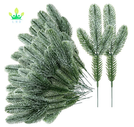 Green Artificial Pine Needles Garland Plastic Christmas Picks Wreath Decor Decorative Plants for Home Garden Holiday Decor