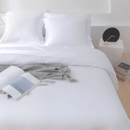 300TC Solid Luxury Bamboo Lyocell 4 Pcs Woven Flat Bed Sheet Set Soft Classic Design OEKO-TEX Certified Queen Size