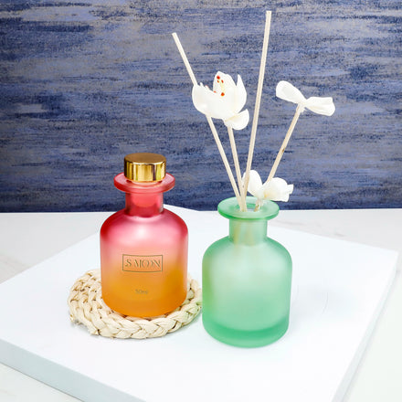 S Moon Wholesale Orange Aroma Reed Diffuser Empty Round Air Fresher Glass Bottle Cork Capacity 500ml 200ml 250ml Matte Finish