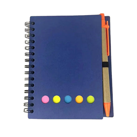 Custom Print Logo Cheap Recycled Sticky Note Daily Journal Brown Kraft Paper Spiral Notebook With Pen
