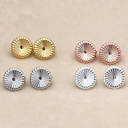 Trendy Daisy Flower Shaped Ear Nut Earring Back Striped Earplugs