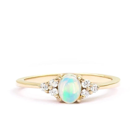 Opal Engagement Ring Rose Gold Plated Rings Silver Opal Rings
