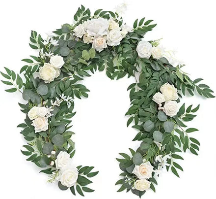 Artificial Eucalyptus Garland 1.8 Meters Long Rose Flower Garland for Decorations